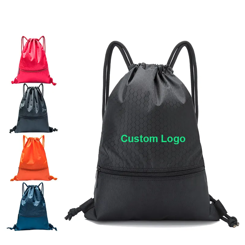 Customisierte Logo -Werbegeschenke Sublimated Printed Nylon Polyester Kordeltrackpack Reißverschluss