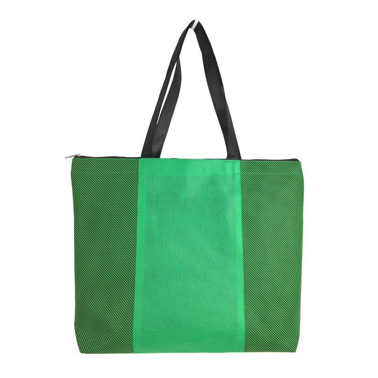 Grüne, nicht gewebte, gespleißte Reißverschlusshandtasche